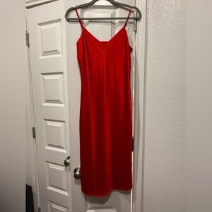 Gianni Bini Satin Midi Red Dress